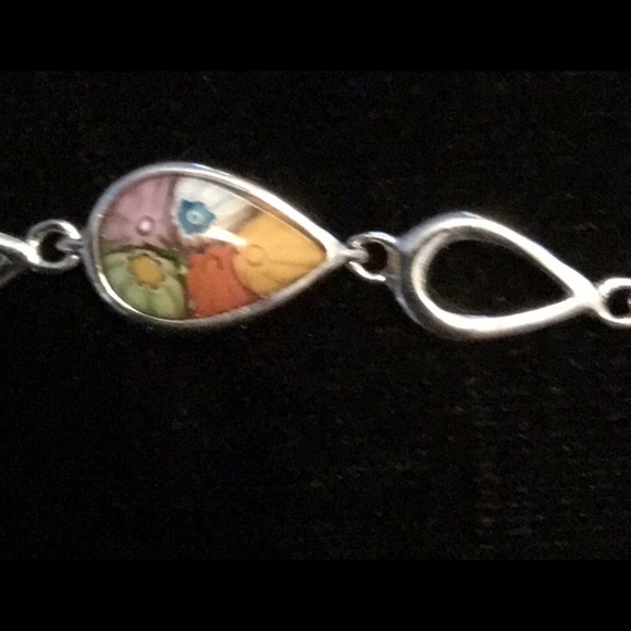 🆕 Murano Millefiori Teardrop Silver Bracelet - Picture 2 of 4